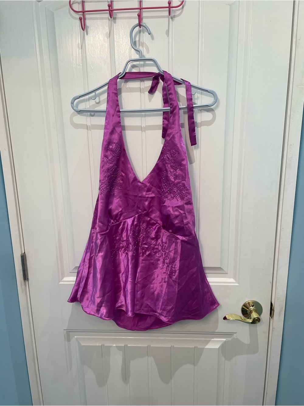 Plus MXM Fuchsia Satin Halter Camisole